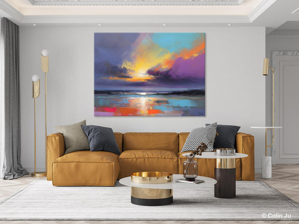 Landscape Painting on Canvas, Hand Painted Canvas Art, Abstract Landscape Artwork, Contemporary Wall Art Paintings, Extra Large Original Art-Silvia Home Craft