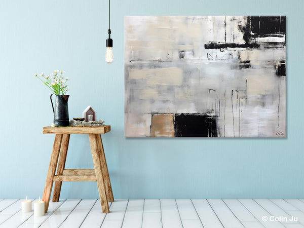 Large Original Abstract Wall Art, Simple Modern Art, Contemporary Acrylic Paintings, Oversized Paintings on Canvas, Large Canvas Paintings for Living Room-Silvia Home Craft