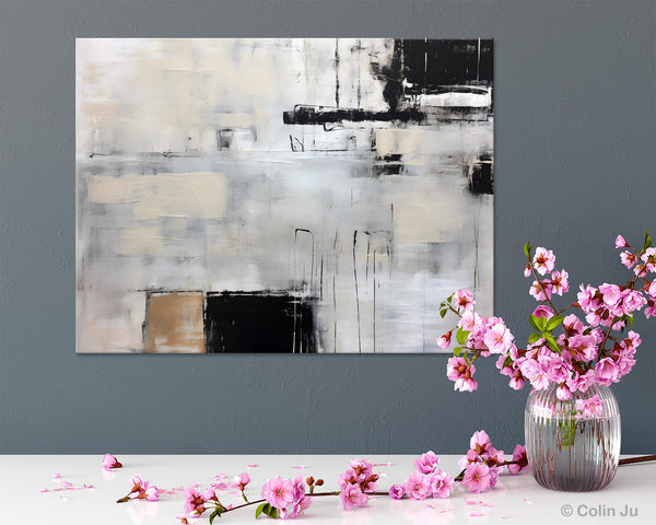 Large Original Abstract Wall Art, Simple Modern Art, Contemporary Acrylic Paintings, Oversized Paintings on Canvas, Large Canvas Paintings for Living Room-Silvia Home Craft