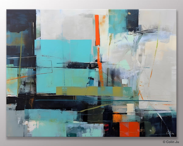 Contemporary Canvas Artwork, Large Modern Acrylic Painting, Abstract Wall Art for Dining Room, Original Hand Painted Wall Art Paintings-Silvia Home Craft