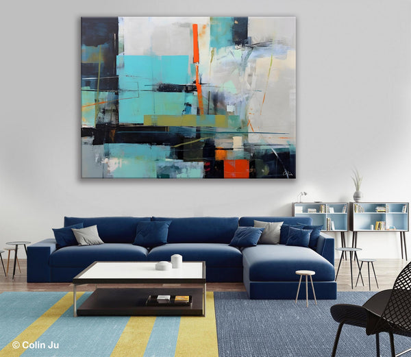 Contemporary Canvas Artwork, Large Modern Acrylic Painting, Abstract Wall Art for Dining Room, Original Hand Painted Wall Art Paintings-Silvia Home Craft
