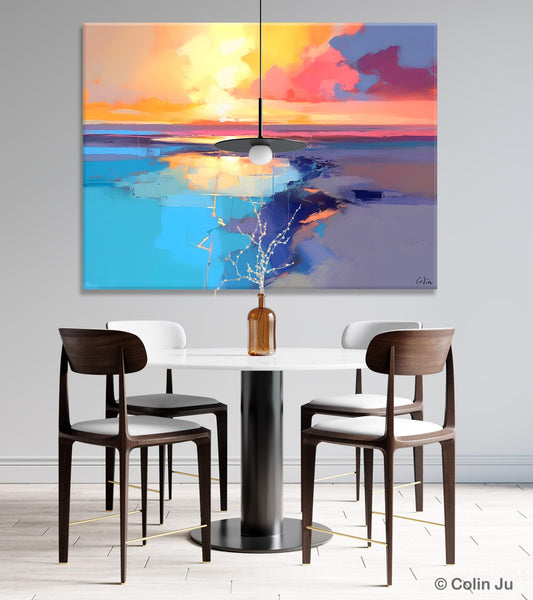Sunrise Painting, Original Landscape Painting, Large Landscape Painting for Living Room, Bedroom Wall Art Ideas, Modern Paintings for Dining Room-Silvia Home Craft