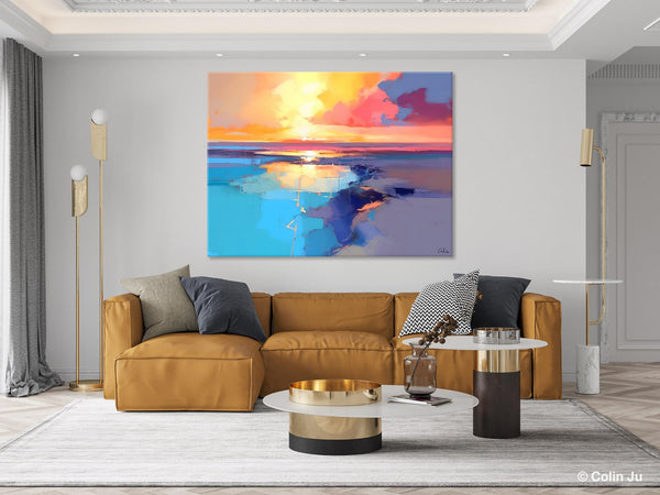 Sunrise Painting, Original Landscape Painting, Large Landscape Painting for Living Room, Bedroom Wall Art Ideas, Modern Paintings for Dining Room-Silvia Home Craft