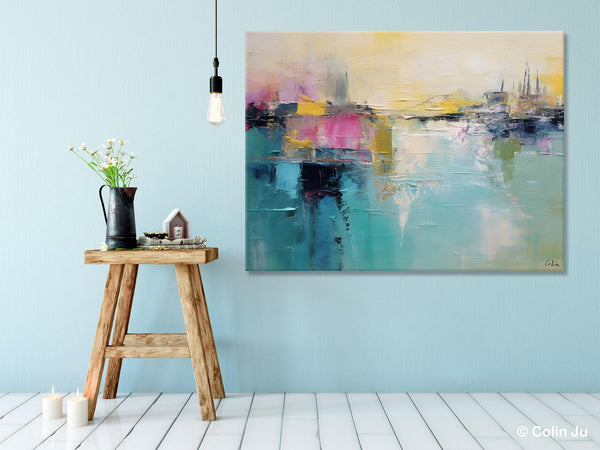 Acrylic Paintings Behind Sofa, Abstract Paintings for Bedroom, Contemporary Canvas Wall Art, Original Hand Painted Canvas Art, Buy Paintings Online-Silvia Home Craft