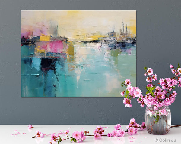 Acrylic Paintings Behind Sofa, Abstract Paintings for Bedroom, Contemporary Canvas Wall Art, Original Hand Painted Canvas Art, Buy Paintings Online-Silvia Home Craft