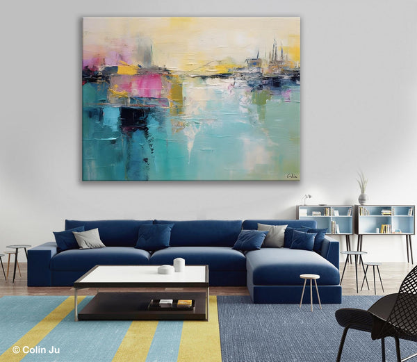 Acrylic Paintings Behind Sofa, Abstract Paintings for Bedroom, Contemporary Canvas Wall Art, Original Hand Painted Canvas Art, Buy Paintings Online-Silvia Home Craft