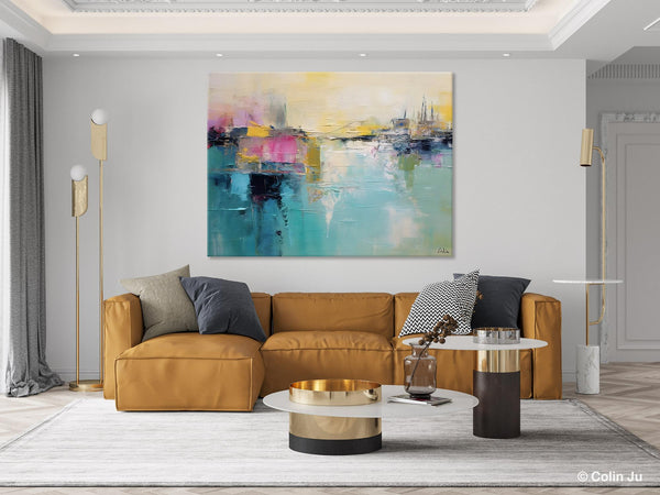 Acrylic Paintings Behind Sofa, Abstract Paintings for Bedroom, Contemporary Canvas Wall Art, Original Hand Painted Canvas Art, Buy Paintings Online-Silvia Home Craft