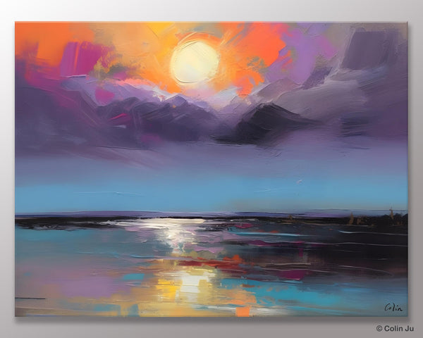 Abstract Landscape Painting on Canvas, Hand Painted Canvas Art, Contemporary Wall Art Paintings for Living Room, Huge Original Art-Silvia Home Craft