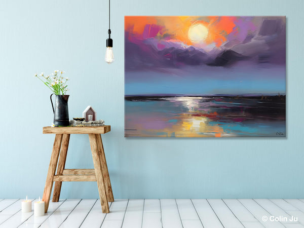 Abstract Landscape Painting on Canvas, Hand Painted Canvas Art, Contemporary Wall Art Paintings for Living Room, Huge Original Art-Silvia Home Craft