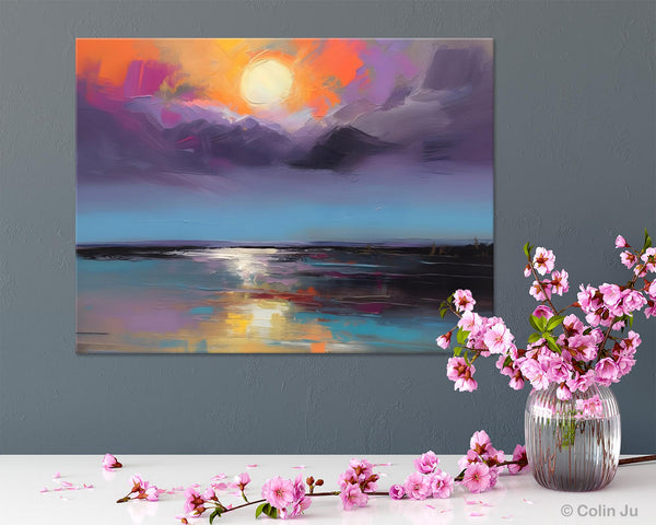 Abstract Landscape Painting on Canvas, Hand Painted Canvas Art, Contemporary Wall Art Paintings for Living Room, Huge Original Art-Silvia Home Craft