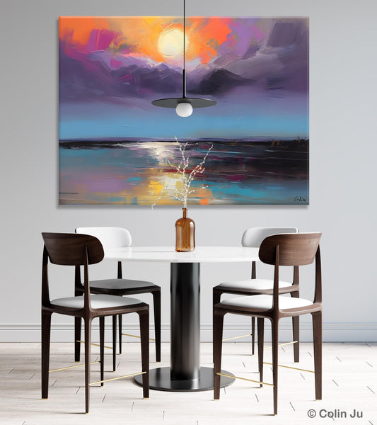 Abstract Landscape Painting on Canvas, Hand Painted Canvas Art, Contemporary Wall Art Paintings for Living Room, Huge Original Art-Silvia Home Craft