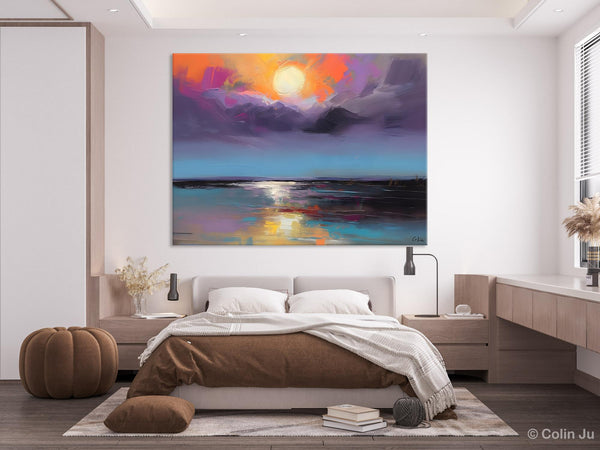 Abstract Landscape Painting on Canvas, Hand Painted Canvas Art, Contemporary Wall Art Paintings for Living Room, Huge Original Art