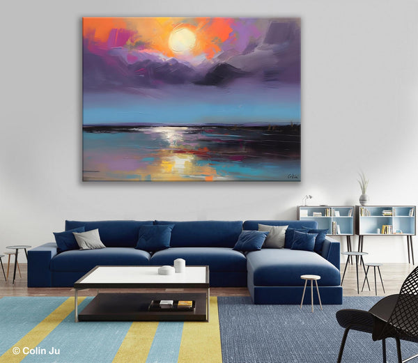 Abstract Landscape Painting on Canvas, Hand Painted Canvas Art, Contemporary Wall Art Paintings for Living Room, Huge Original Art-Silvia Home Craft