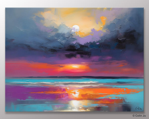 Original Abstract Art, Hand Painted Canvas Art, Large Abstract Painting for Living Room, Landscape Canvas Art, Large Landscape Acrylic Art-Silvia Home Craft