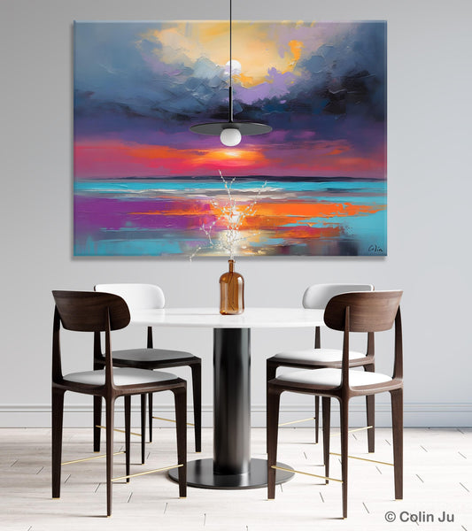 Original Abstract Art, Hand Painted Canvas Art, Large Abstract Painting for Living Room, Landscape Canvas Art, Large Landscape Acrylic Art-Silvia Home Craft