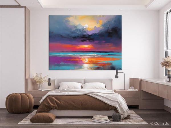 Original Abstract Art, Hand Painted Canvas Art, Large Abstract Painting for Living Room, Landscape Canvas Art, Large Landscape Acrylic Art-Silvia Home Craft