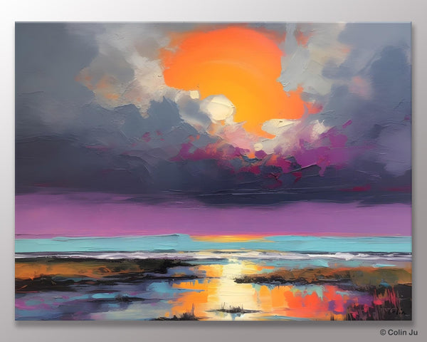 Heavy Texture Paintings, Original Landscape Painting, Large Landscape Painting for Living Room, Bedroom Wall Art Ideas, Modern Paintings for Dining Room-Silvia Home Craft