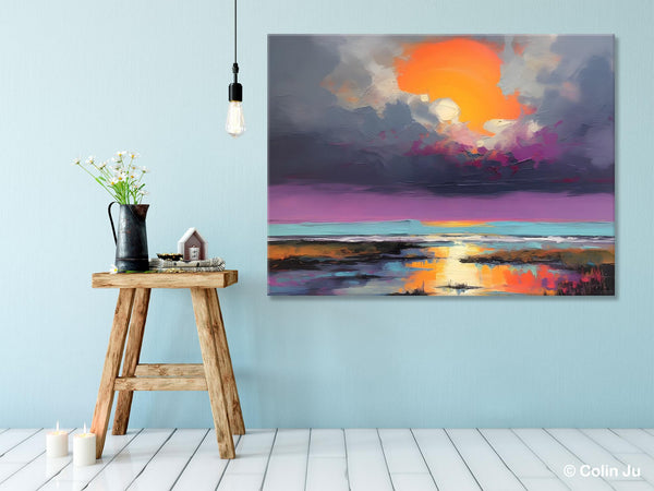 Heavy Texture Paintings, Original Landscape Painting, Large Landscape Painting for Living Room, Bedroom Wall Art Ideas, Modern Paintings for Dining Room-Silvia Home Craft
