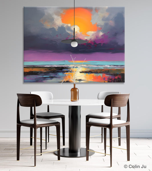 Heavy Texture Paintings, Original Landscape Painting, Large Landscape Painting for Living Room, Bedroom Wall Art Ideas, Modern Paintings for Dining Room-Silvia Home Craft