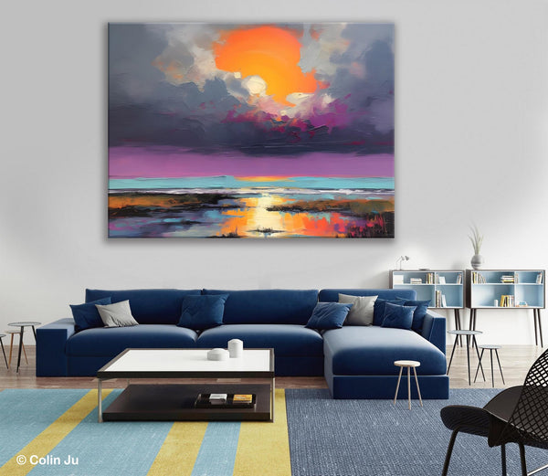 Heavy Texture Paintings, Original Landscape Painting, Large Landscape Painting for Living Room, Bedroom Wall Art Ideas, Modern Paintings for Dining Room-Silvia Home Craft