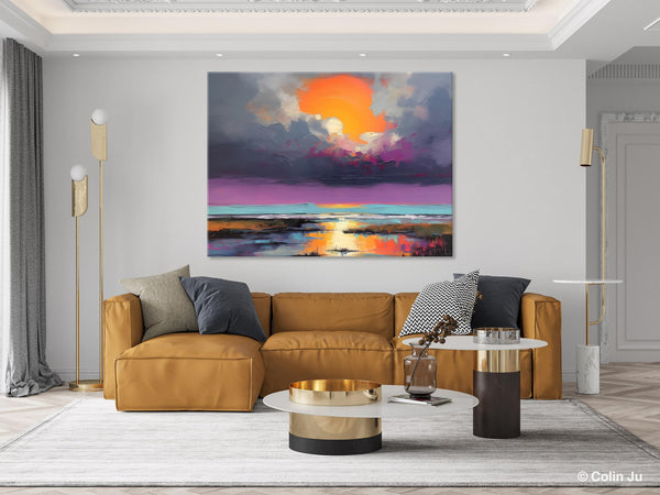 Heavy Texture Paintings, Original Landscape Painting, Large Landscape Painting for Living Room, Bedroom Wall Art Ideas, Modern Paintings for Dining Room-Silvia Home Craft