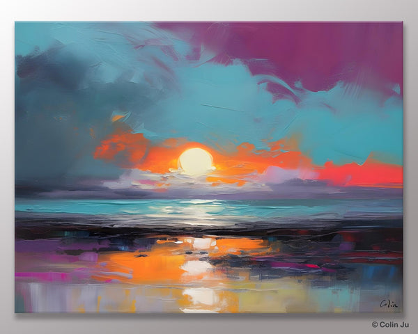 Contemporary Wall Art Paintings, Abstract Landscape Paintings for Living Room, Landscape Canvas Art, Large Acrylic Paintings on Canvas-Silvia Home Craft