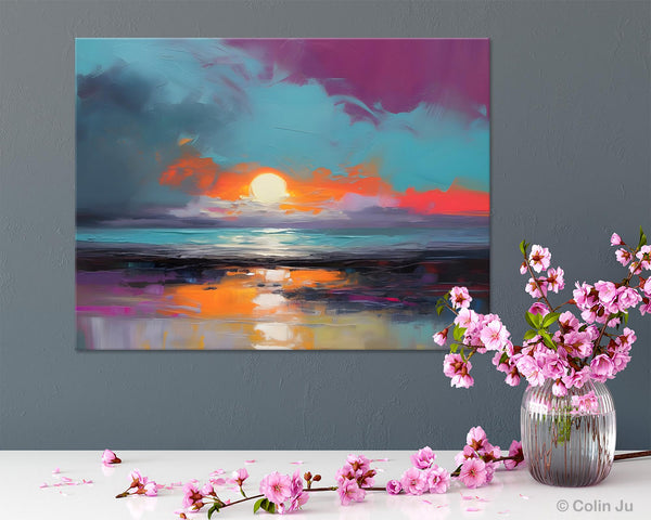 Contemporary Wall Art Paintings, Abstract Landscape Paintings for Living Room, Landscape Canvas Art, Large Acrylic Paintings on Canvas-Silvia Home Craft