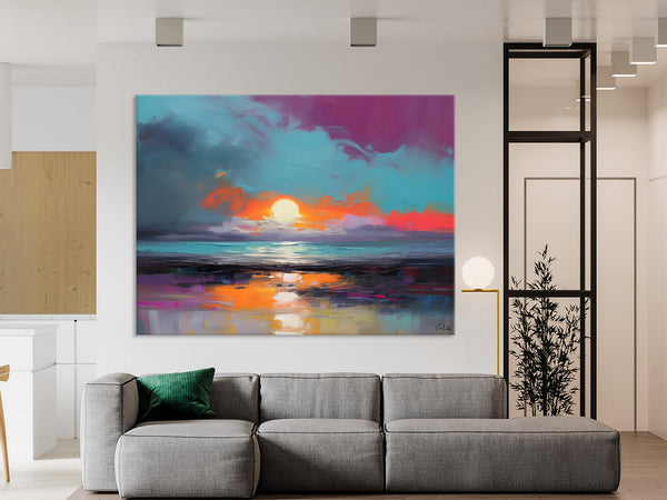 Contemporary Wall Art Paintings, Abstract Landscape Paintings for Living Room, Landscape Canvas Art, Large Acrylic Paintings on Canvas-Silvia Home Craft