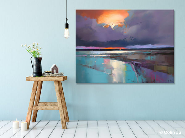 Original Landscape Oil Painting, Large Landscape Painting for Living Room, Bedroom Wall Art Ideas, Large Paintings for Dining Room-Silvia Home Craft