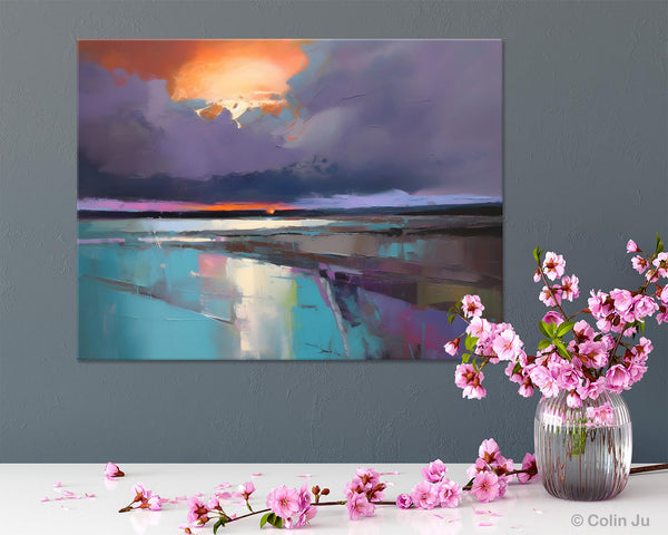 Original Landscape Oil Painting, Large Landscape Painting for Living Room, Bedroom Wall Art Ideas, Large Paintings for Dining Room-Silvia Home Craft