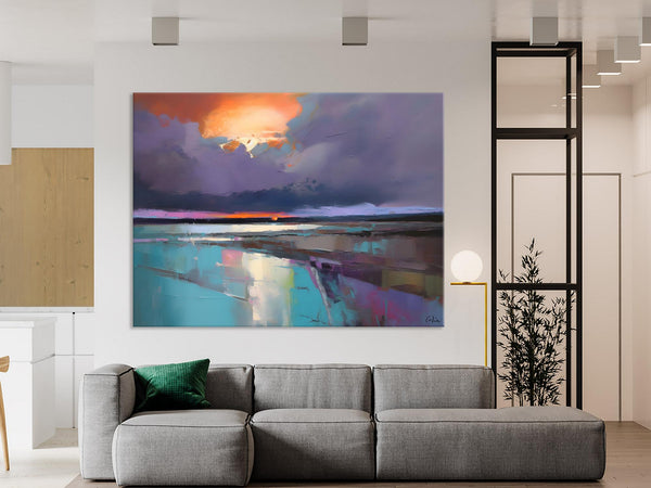 Original Landscape Oil Painting, Large Landscape Painting for Living Room, Bedroom Wall Art Ideas, Large Paintings for Dining Room-Silvia Home Craft