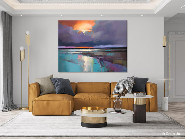 Original Landscape Oil Painting, Large Landscape Painting for Living Room, Bedroom Wall Art Ideas, Large Paintings for Dining Room-Silvia Home Craft