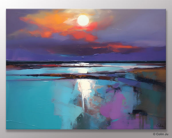 Original Landscape Abstract Painting, Simple Wall Art Ideas, Living Room Abstract Paintings, Large Landscape Canvas Paintings, Buy Art Online-Silvia Home Craft