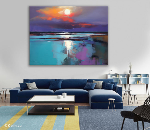 Original Landscape Abstract Painting, Simple Wall Art Ideas, Living Room Abstract Paintings, Large Landscape Canvas Paintings, Buy Art Online-Silvia Home Craft