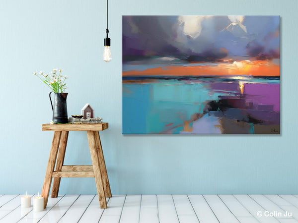 Living Room Abstract Paintings, Original Landscape Abstract Painting, Simple Wall Art Ideas, Extra Large Landscape Canvas Paintings, Buy Art Online-Silvia Home Craft