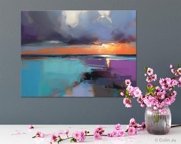 Living Room Abstract Paintings, Original Landscape Abstract Painting, Simple Wall Art Ideas, Extra Large Landscape Canvas Paintings, Buy Art Online-Silvia Home Craft