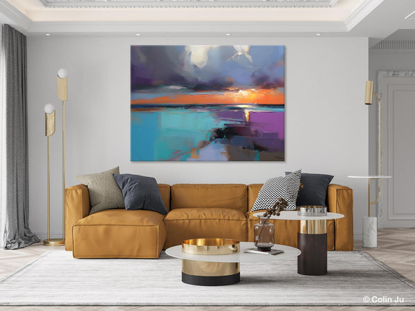 Living Room Abstract Paintings, Original Landscape Abstract Painting, Simple Wall Art Ideas, Extra Large Landscape Canvas Paintings, Buy Art Online-Silvia Home Craft