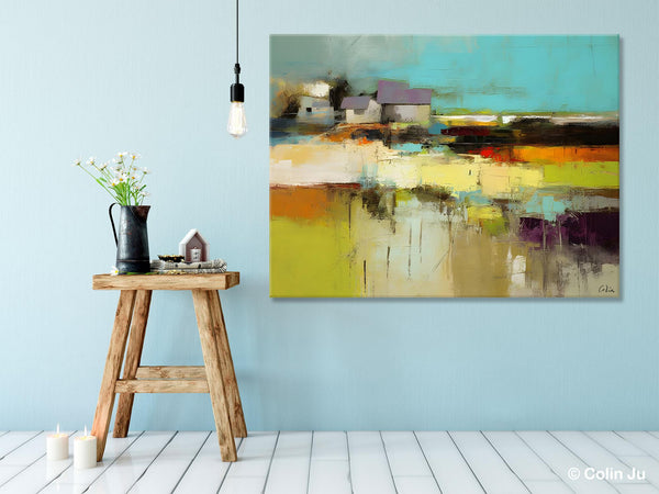 Simple Abstract Art, Landscape Canvas Painting, Bedroom Wall Art Paintings, Acrylic Painting on Canvas, Large Original Canvas Painting-Silvia Home Craft