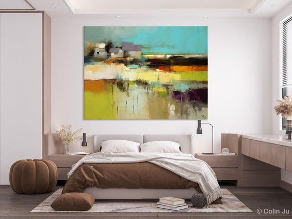 Simple Abstract Art, Landscape Canvas Painting, Bedroom Wall Art Paintings, Acrylic Painting on Canvas, Large Original Canvas Painting-Silvia Home Craft