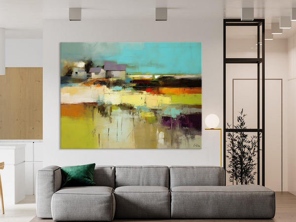 Simple Abstract Art, Landscape Canvas Painting, Bedroom Wall Art Paintings, Acrylic Painting on Canvas, Large Original Canvas Painting-Silvia Home Craft