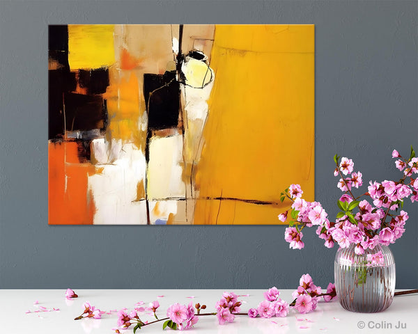 Simple Modern Paintings for Living Room, Original Abstract Paintings, Yellow Abstract Contemporary Art, Acrylic Painting on Canvas, Hand Painted Canvas Art-Silvia Home Craft