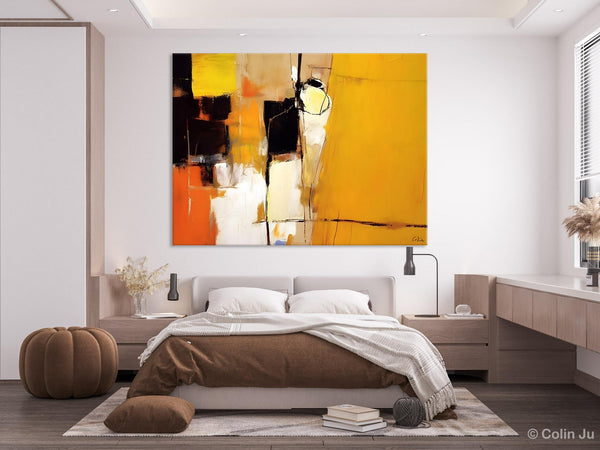 Simple Modern Paintings for Living Room, Original Abstract Paintings, Yellow Abstract Contemporary Art, Acrylic Painting on Canvas, Hand Painted Canvas Art-Silvia Home Craft
