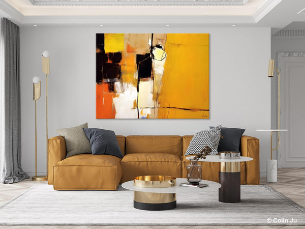 Simple Modern Paintings for Living Room, Original Abstract Paintings, Yellow Abstract Contemporary Art, Acrylic Painting on Canvas, Hand Painted Canvas Art-Silvia Home Craft