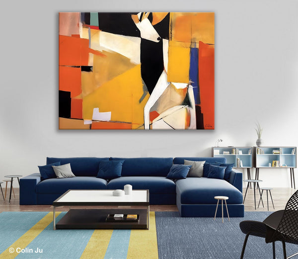 Extra Large Paintings for Living Room, Hand Painted Wall Art Paintings, Original Abstract Acrylic Painting, Abstract Wall Art for Dining Room-Silvia Home Craft