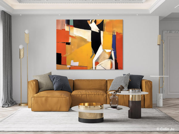 Extra Large Paintings for Living Room, Hand Painted Wall Art Paintings, Original Abstract Acrylic Painting, Abstract Wall Art for Dining Room-Silvia Home Craft