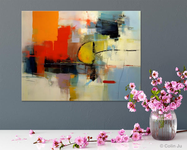 Acrylic Painting for Bedroom, Modern Canvas Painting, Palette Knife Artwork, Original Abstract Acrylic Paintings, Hand Painted Canvas Art-Silvia Home Craft