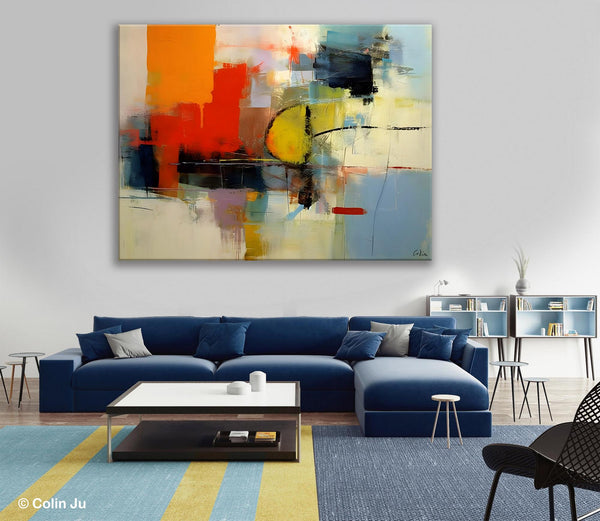 Acrylic Painting for Bedroom, Modern Canvas Painting, Palette Knife Artwork, Original Abstract Acrylic Paintings, Hand Painted Canvas Art-Silvia Home Craft
