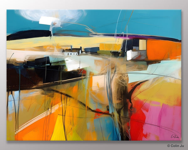 Wall Art Paintings, Simple Landscape Abstract Painting, Original Acrylic Paintings on Canvas, Large Paintings for Bedroom, Buy Paintings Online