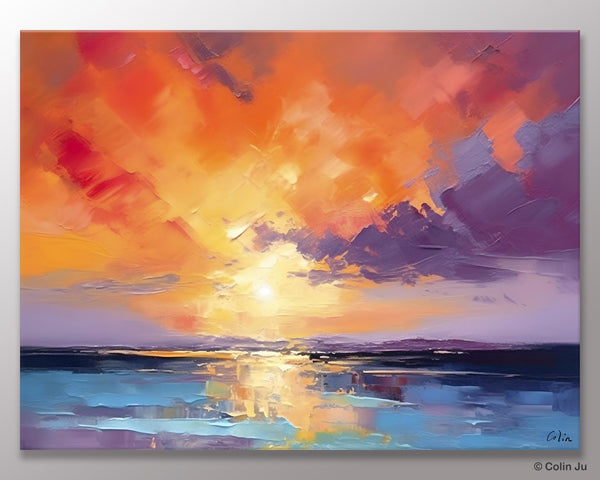 Original Landscape Oil Paintings, Sunrise Paintings, Large Contemporary Wall Art, Oil Painting on Canvas, Extra Large Paintings for Bedroom