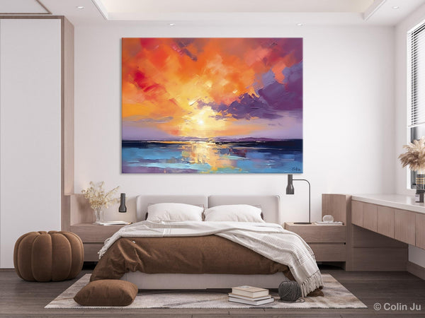 Original Landscape Oil Paintings, Sunrise Paintings, Large Contemporary Wall Art, Oil Painting on Canvas, Extra Large Paintings for Bedroom